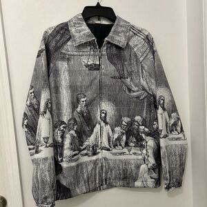 Hellpur Black and White AOP Men's S Jesus Last Supper Jacket Leonardo Di Vinci